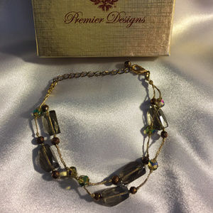 🔒Premier Designs Bracelet w/glass beads 7"+